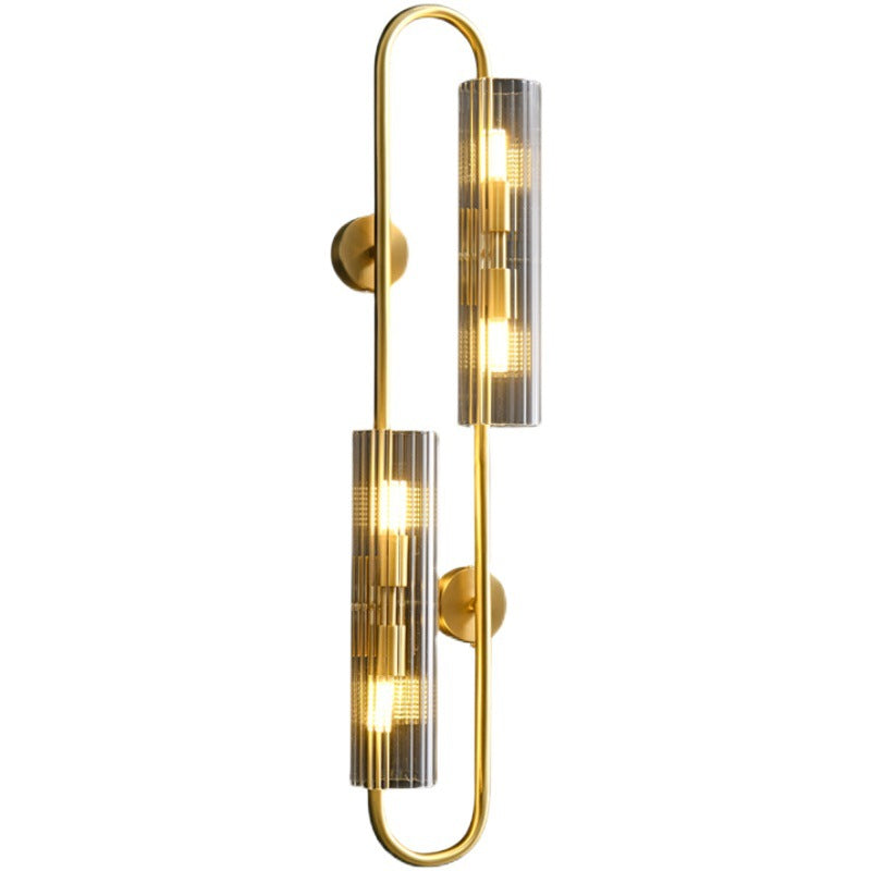Cylinder Copper Glass Bedroom 4-Light Wall Lamp