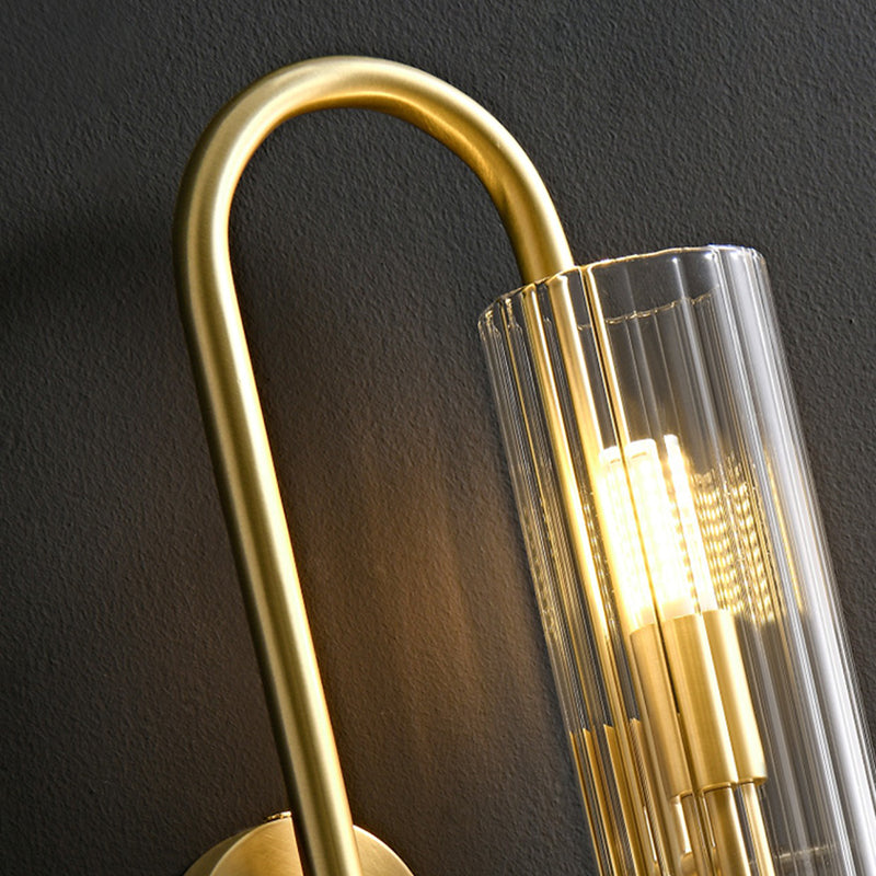 Cylinder Copper Glass Bedroom 4-Light Wall Lamp
