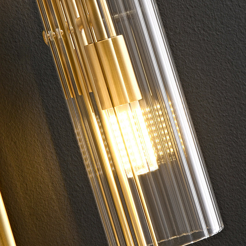Cylinder Copper Glass Bedroom 4-Light Wall Lamp
