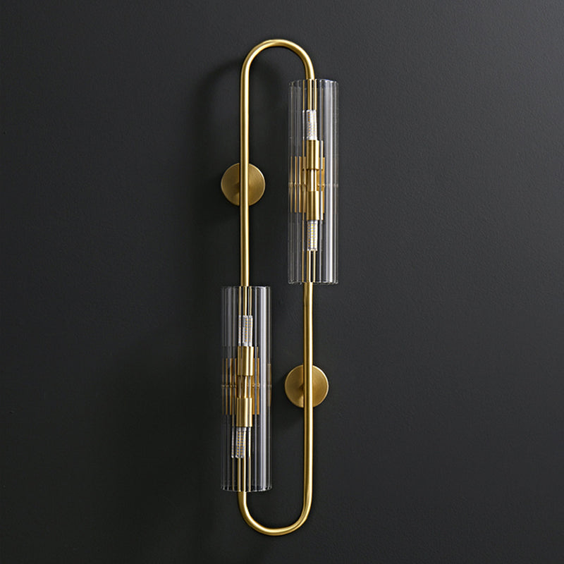 Cylinder Copper Glass Bedroom 4-Light Wall Lamp
