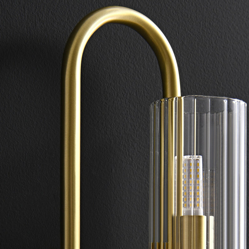 Cylinder Copper Glass Bedroom 4-Light Wall Lamp