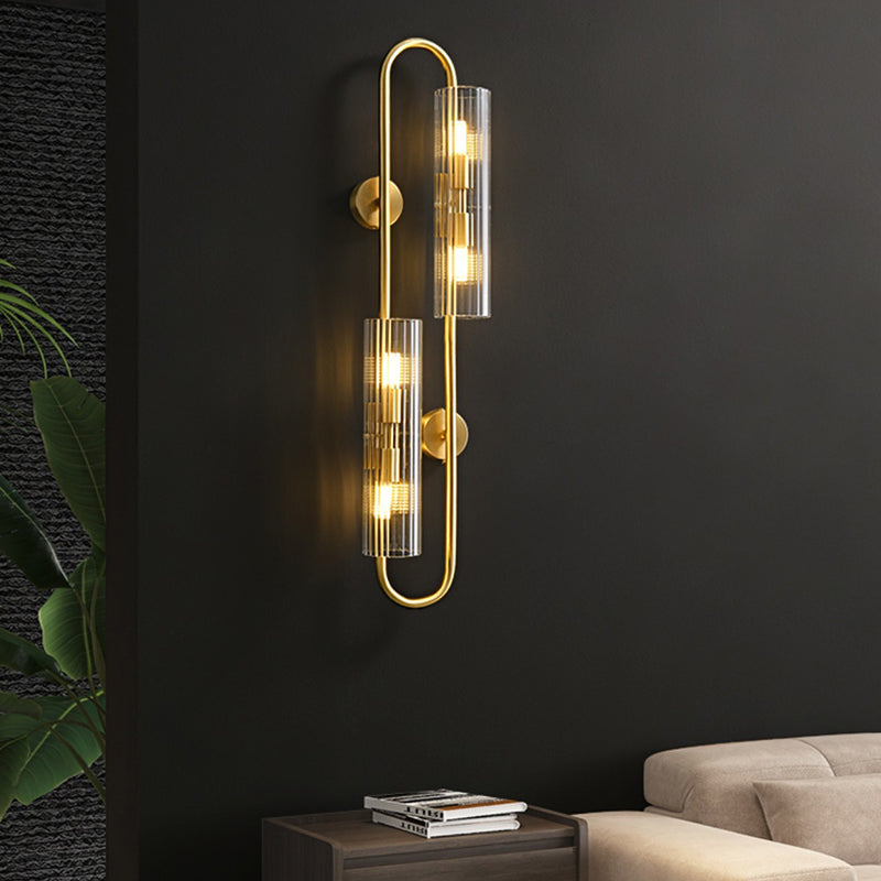 Cylinder Copper Glass Bedroom 4-Light Wall Lamp