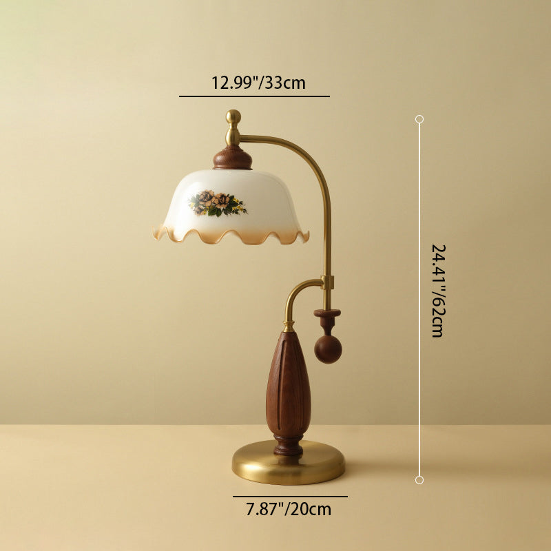 Dome Ash Wood Glass Table Lamp