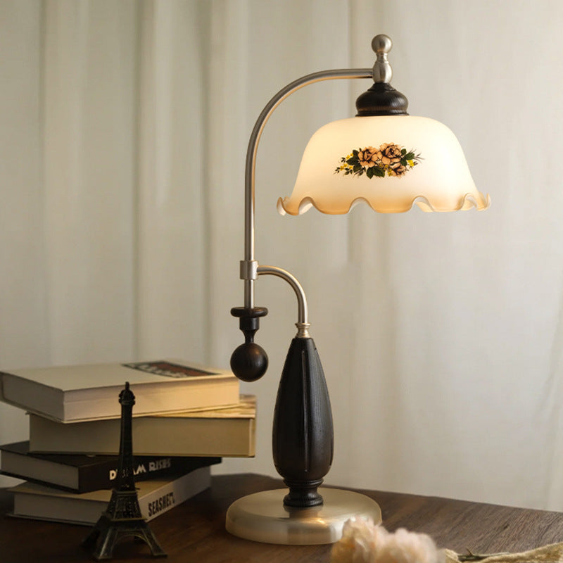 Dome Ash Wood Glass Table Lamp