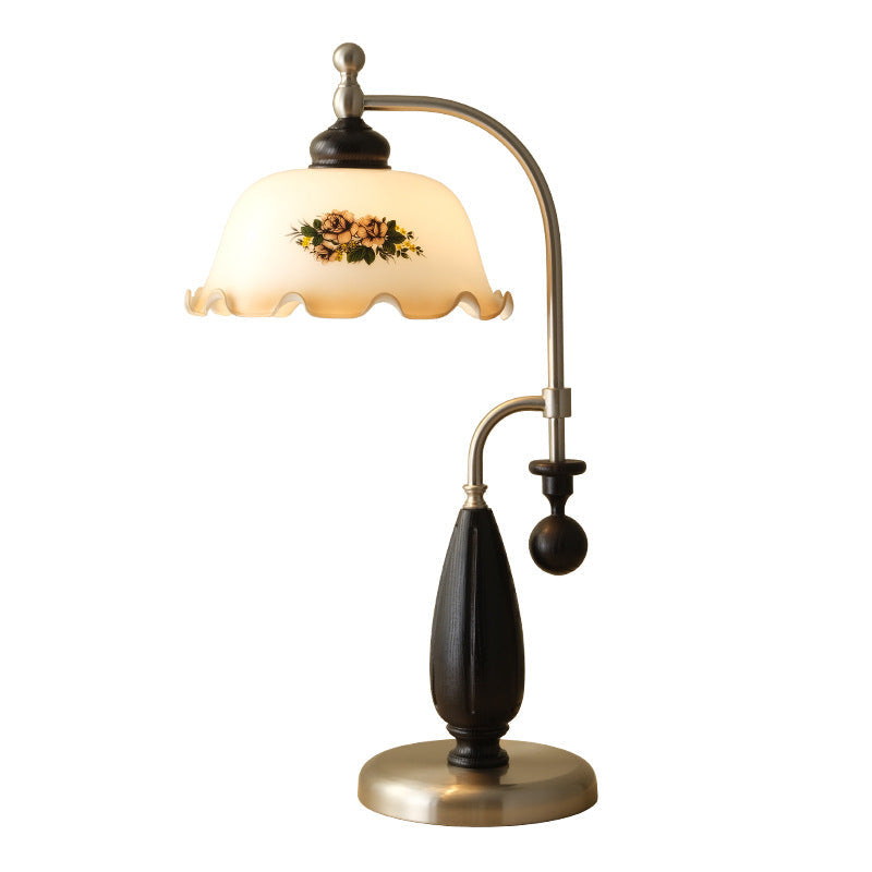 Dome Ash Wood Glass Table Lamp