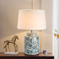 Celadon Cylinder Ceramic Fabric Table Lamp