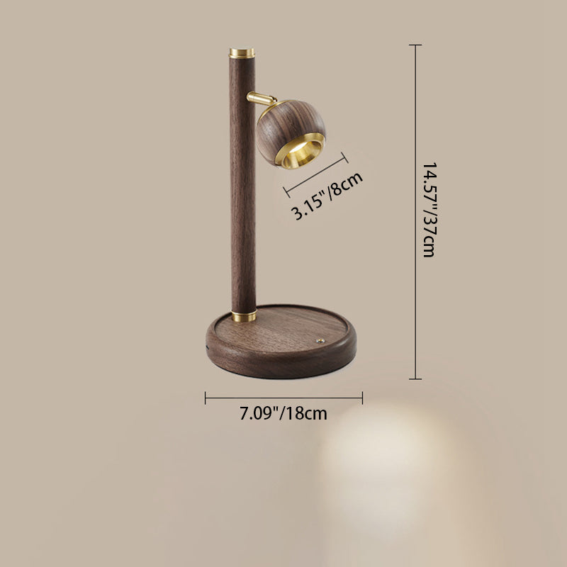 Globe Black Walnut Wood Table Lamp