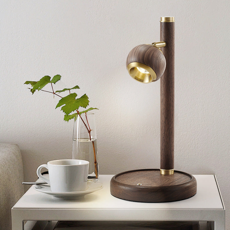 Globe Black Walnut Wood Table Lamp