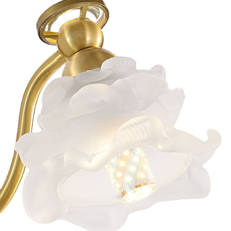 Flower Pearl Brass Glass Wall Lamp