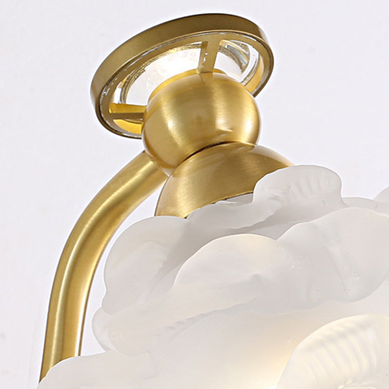 Flower Pearl Brass Glass Wall Lamp