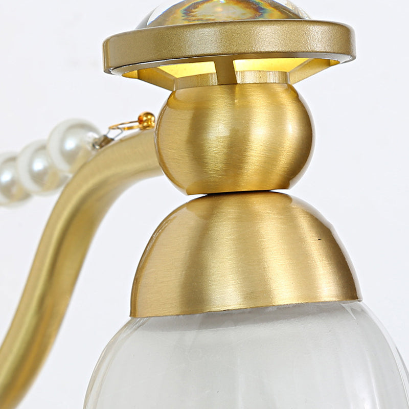 Flower Pearl Brass Glass Wall Lamp