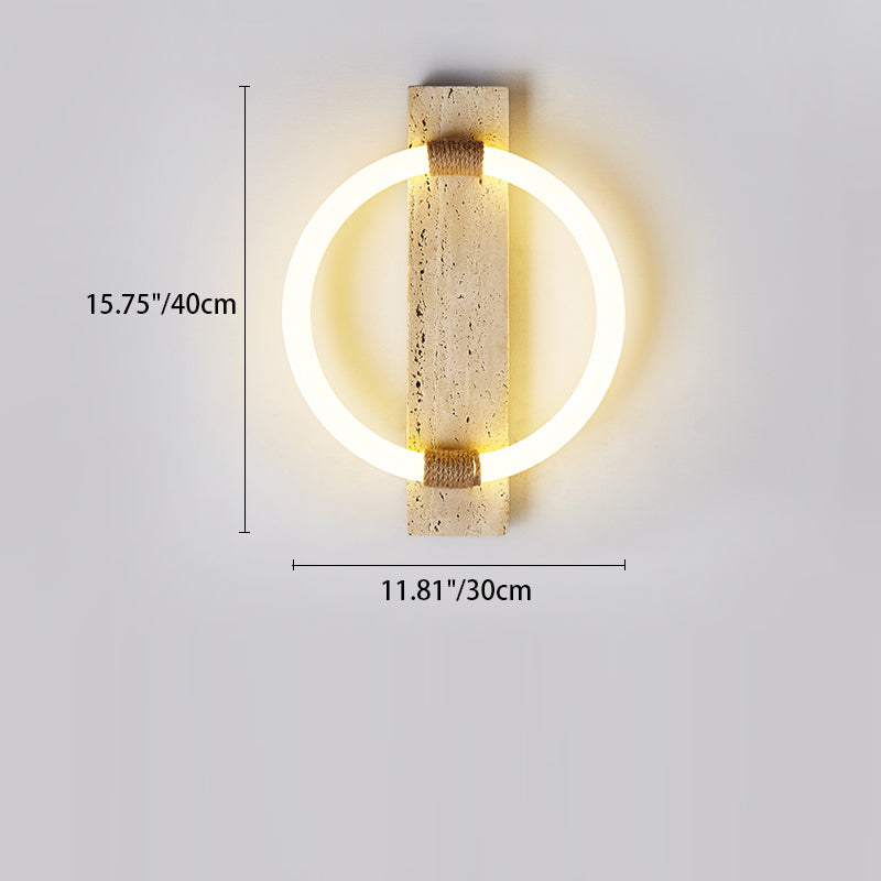 Circle Travertine Acrylic Hemp Wall Lamp