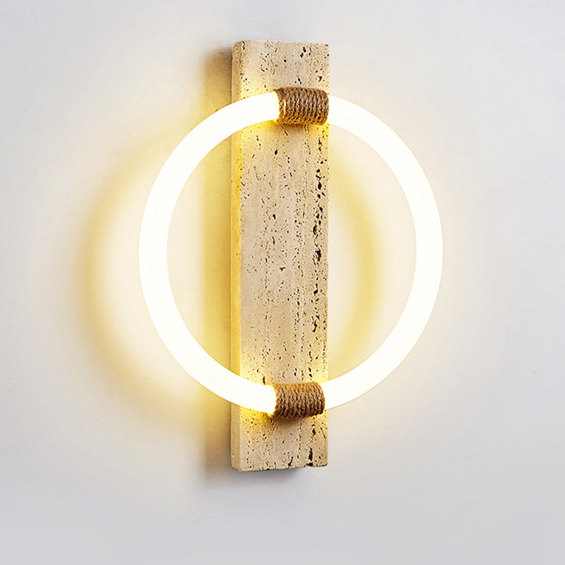 Circle Travertine Acrylic Hemp Wall Lamp
