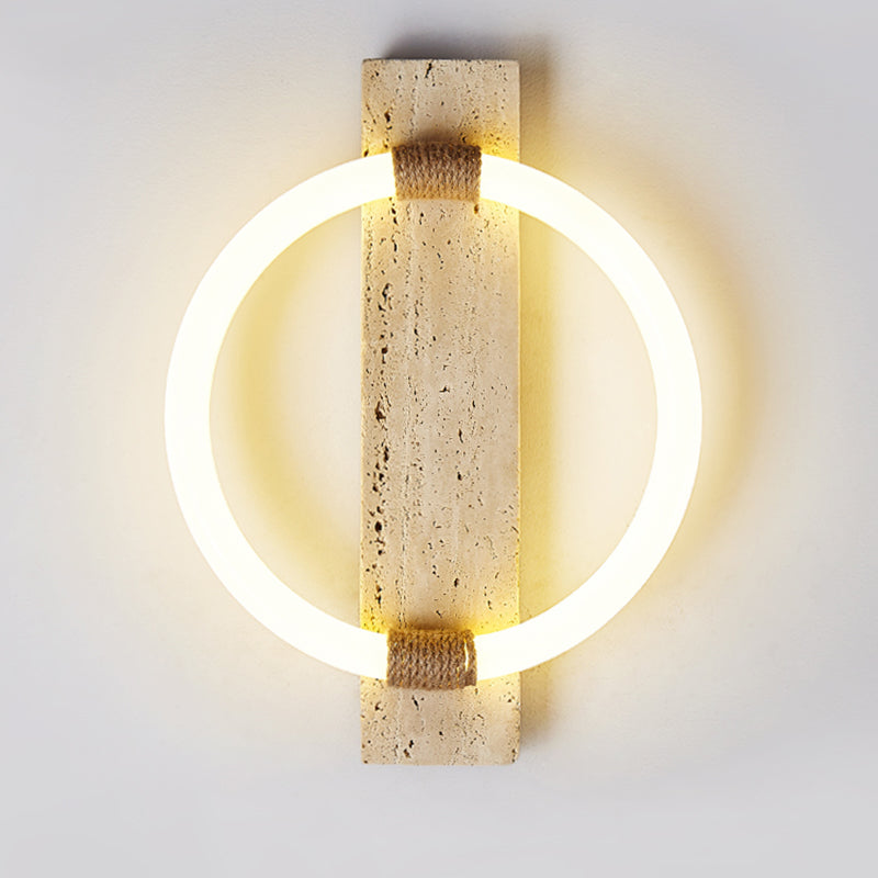 Circle Travertine Acrylic Hemp Wall Lamp