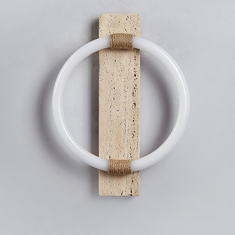 Circle Travertine Acrylic Hemp Wall Lamp