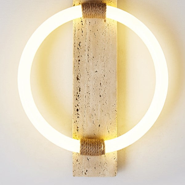 Circle Travertine Acrylic Hemp Wall Lamp