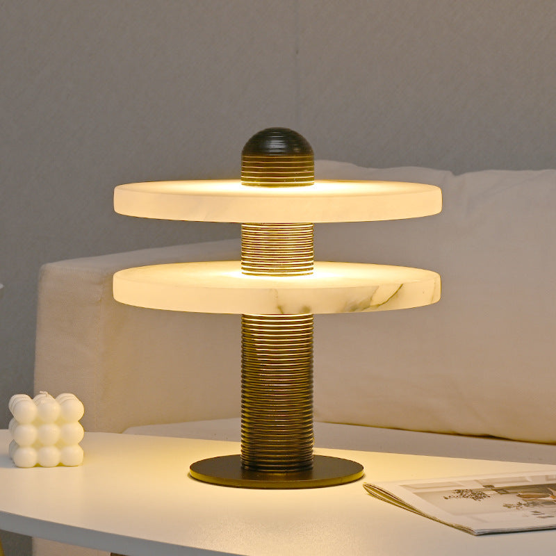 Round Marble Metal Acrylic Table Lamp