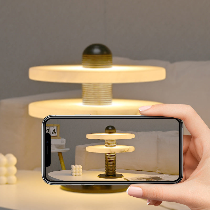 Round Marble Metal Acrylic Table Lamp