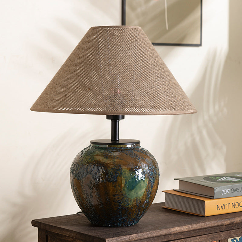 Frustum Cone Ceramic Metal Table Lamp