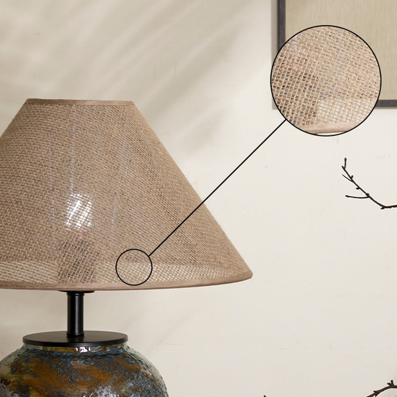 Frustum Cone Ceramic Metal Table Lamp