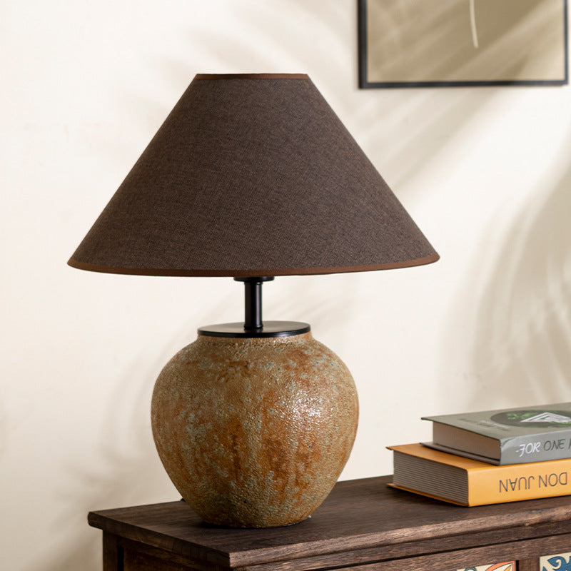 Frustum Cone Ceramic Metal Table Lamp