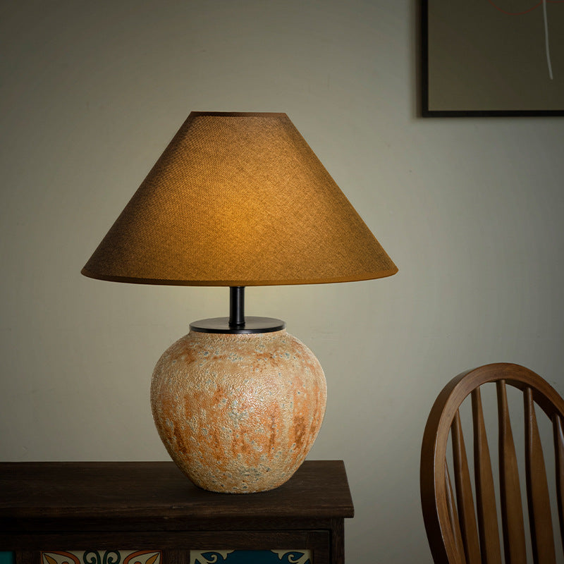 Frustum Cone Ceramic Metal Table Lamp