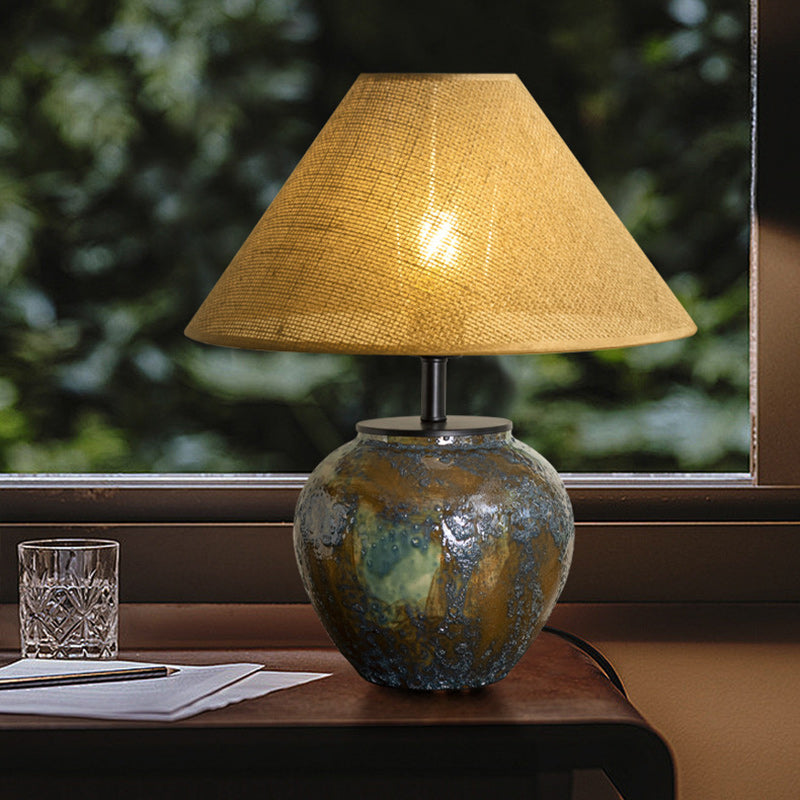 Frustum Cone Ceramic Metal Table Lamp
