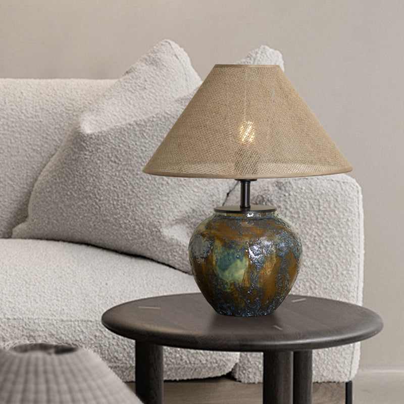 Frustum Cone Ceramic Metal Table Lamp