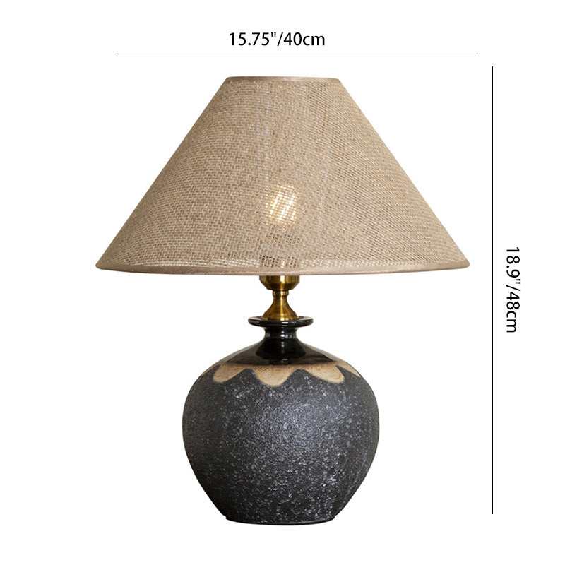 Frustum Cone Ceramic Metal Table Lamp
