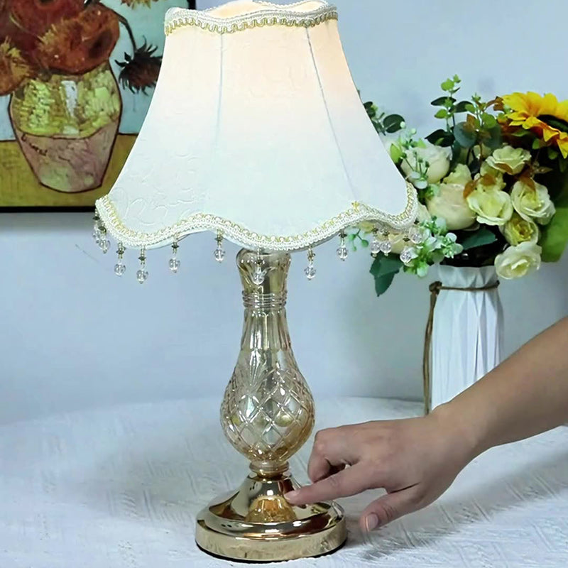 Frustum Cone Fabric Metal Table Lamp