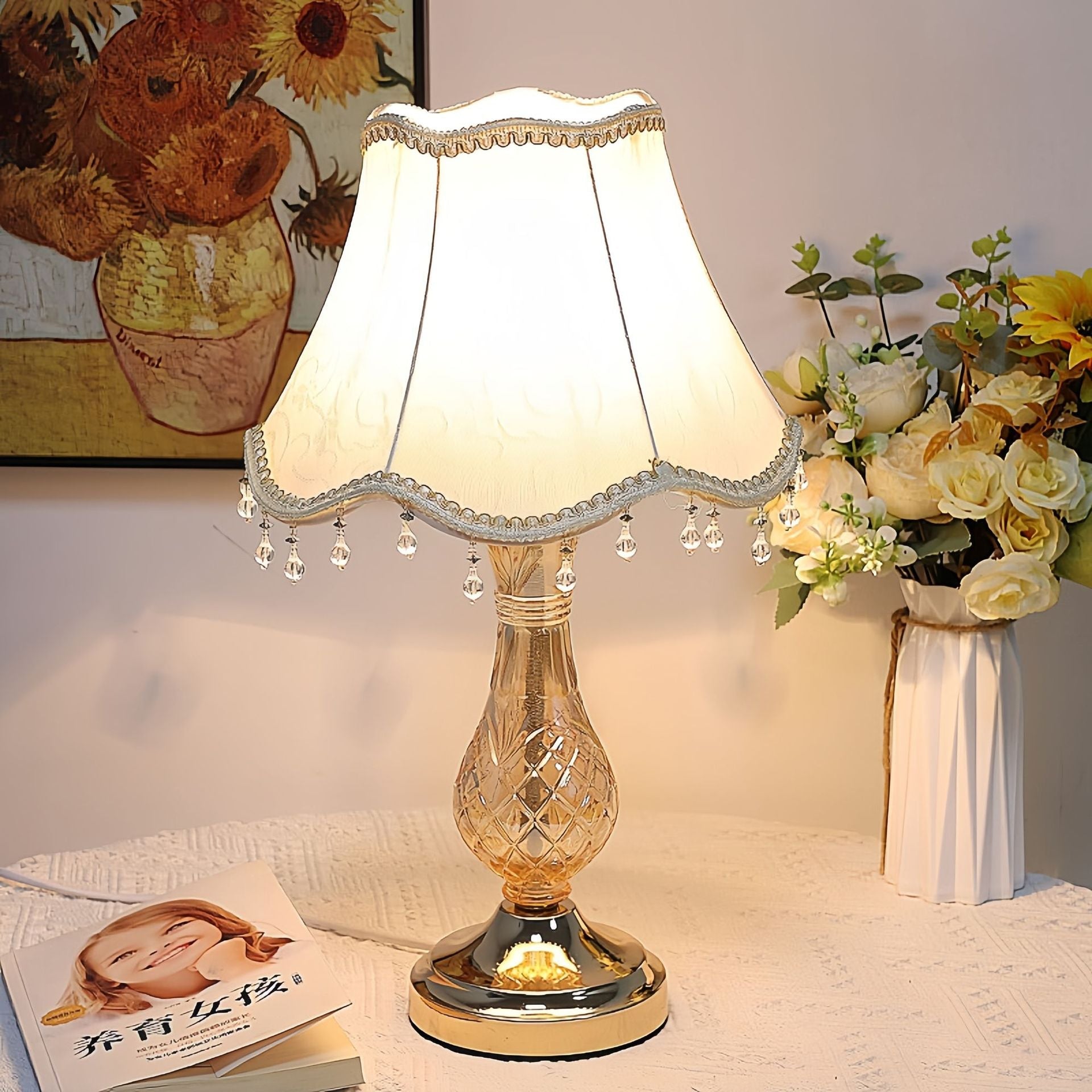 Frustum Cone Fabric Metal Table Lamp