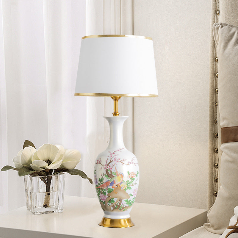 Ceramic Tapered Fabric Metal Table Lamp