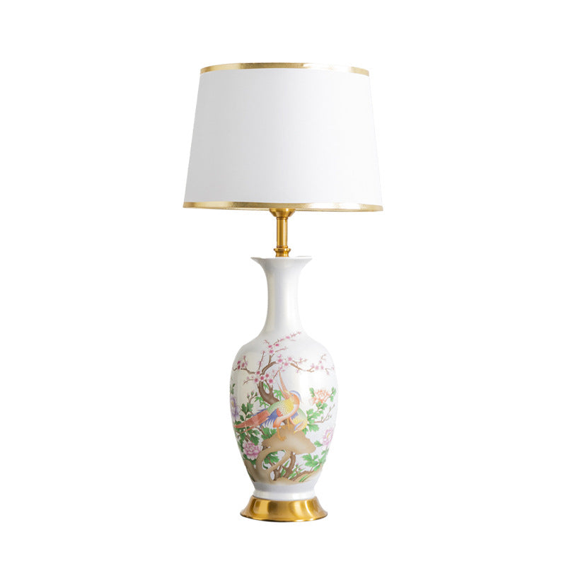 Ceramic Tapered Fabric Metal Table Lamp