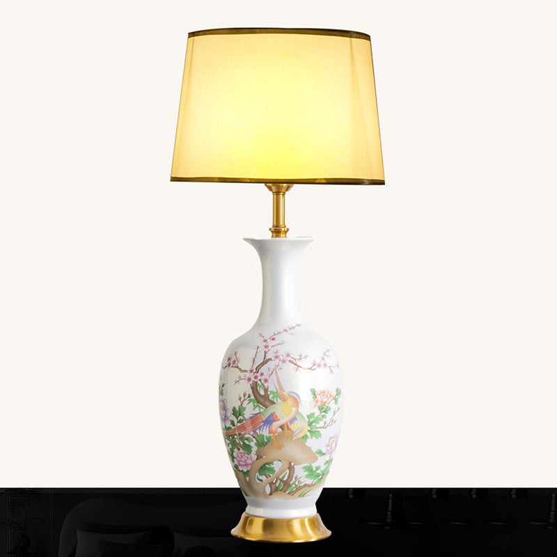 Ceramic Tapered Fabric Metal Table Lamp