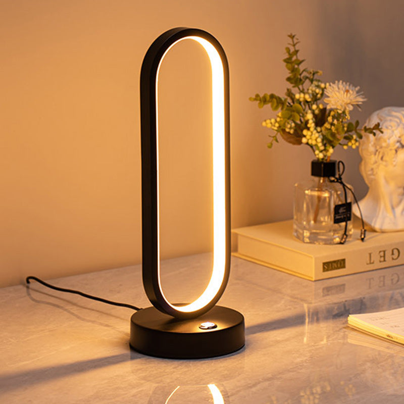 Oval Iron Silicone Aluminum Table Lamp
