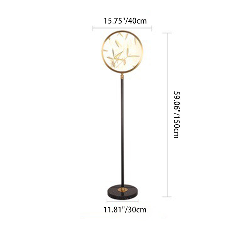 Bamboo Leaf Round Metal Floor Lamp