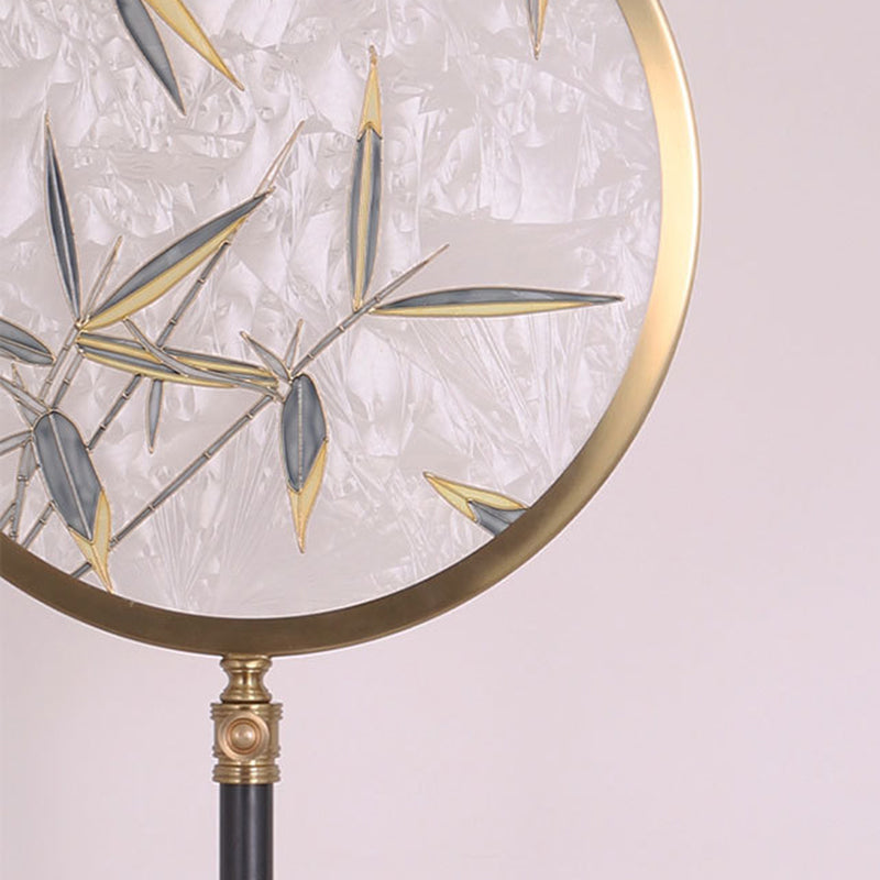 Bamboo Leaf Round Metal Floor Lamp