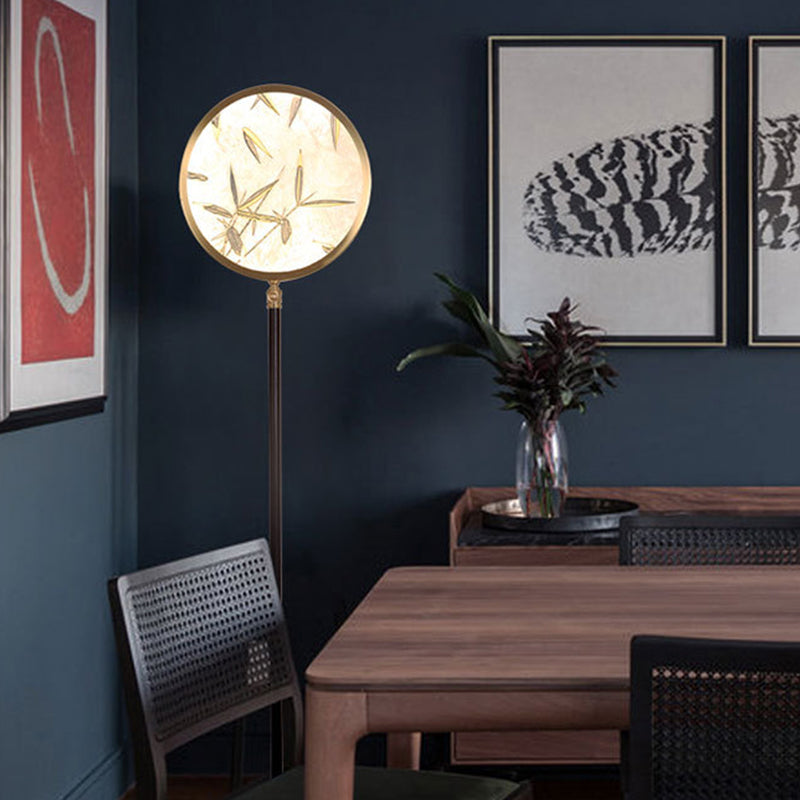 Bamboo Leaf Round Metal Floor Lamp