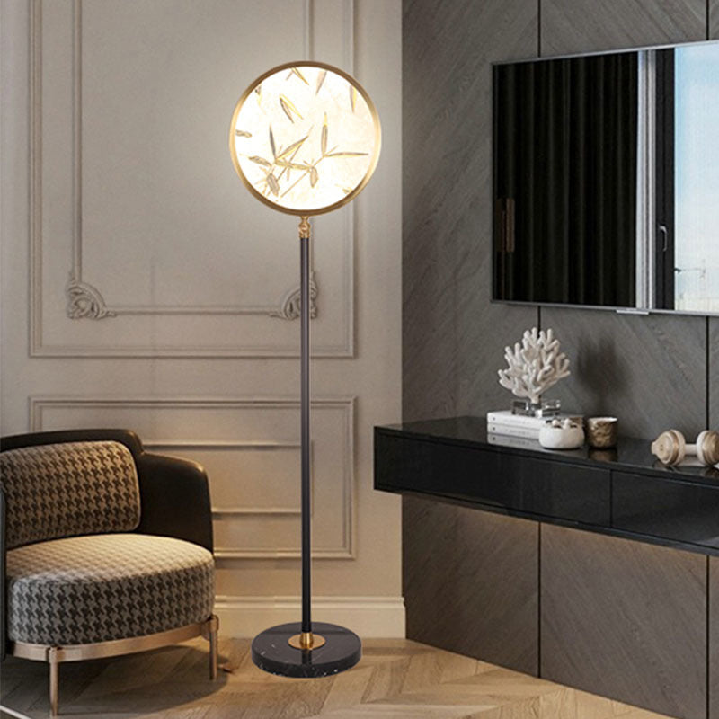 Bamboo Leaf Round Metal Floor Lamp