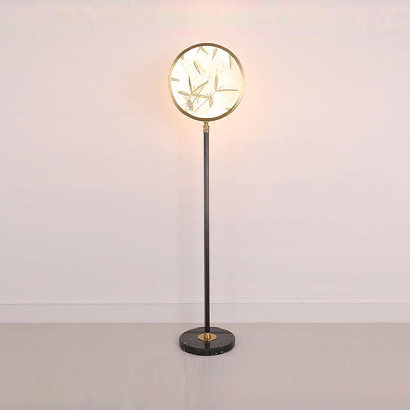 Bamboo Leaf Round Metal Floor Lamp
