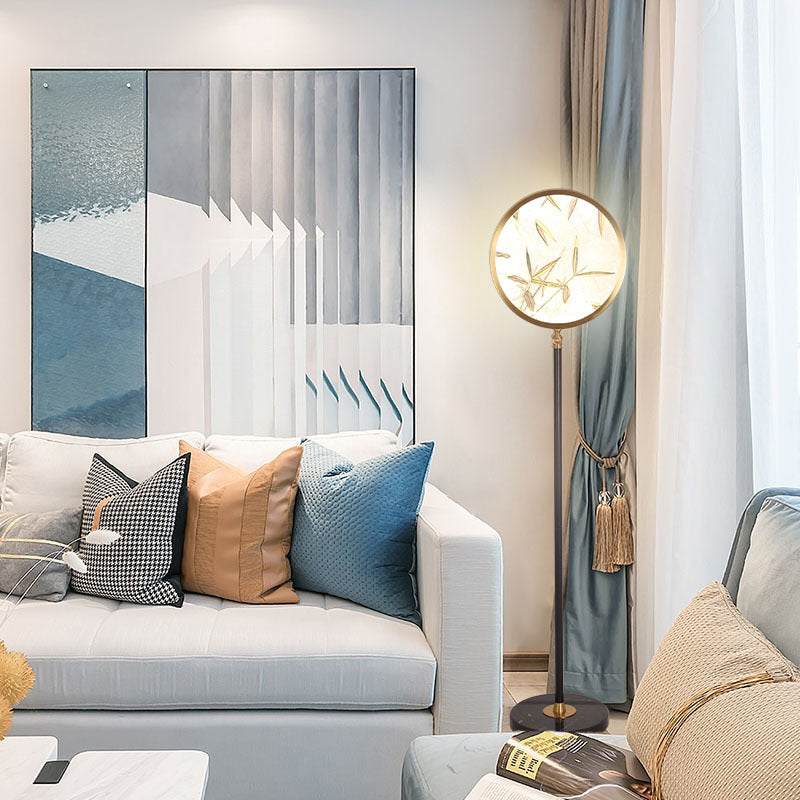 Bamboo Leaf Round Metal Floor Lamp
