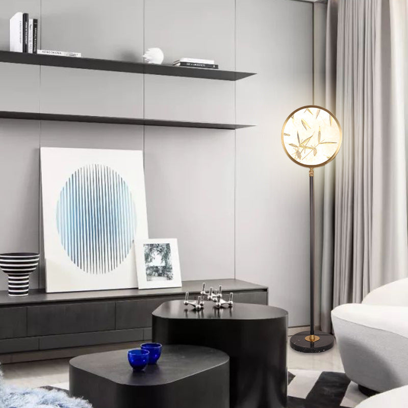 Bamboo Leaf Round Metal Floor Lamp