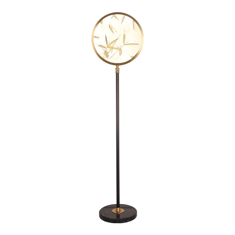 Bamboo Leaf Round Metal Floor Lamp