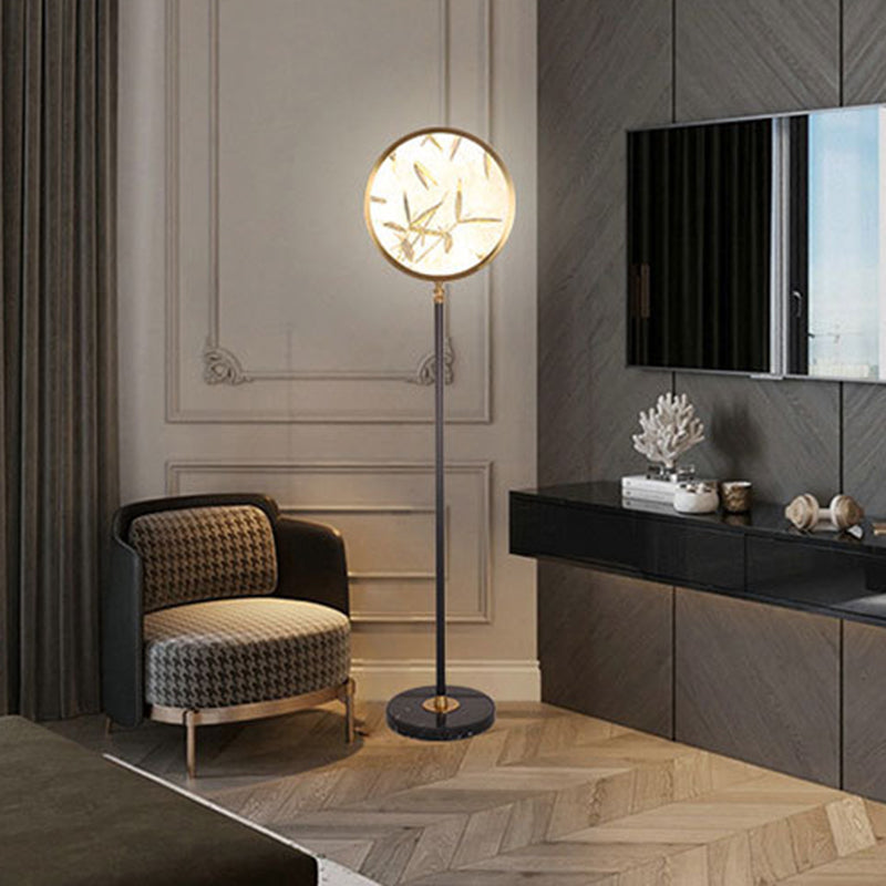 Bamboo Leaf Round Metal Floor Lamp