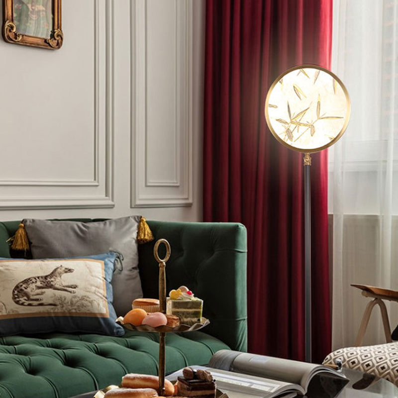 Bamboo Leaf Round Metal Floor Lamp