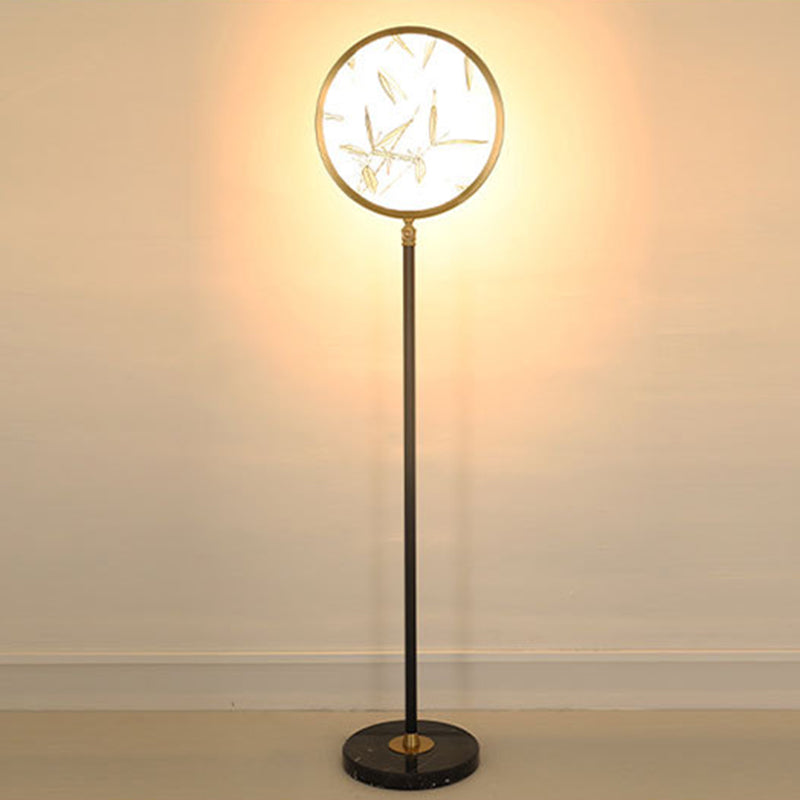 Bamboo Leaf Round Metal Floor Lamp