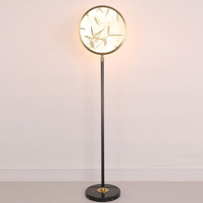 Bamboo Leaf Round Metal Floor Lamp