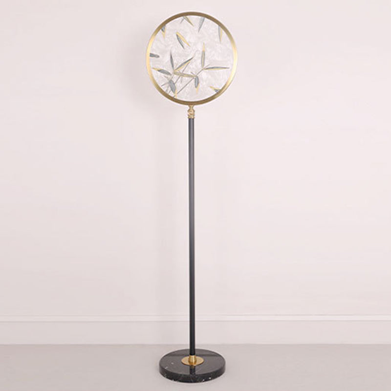 Bamboo Leaf Round Metal Floor Lamp