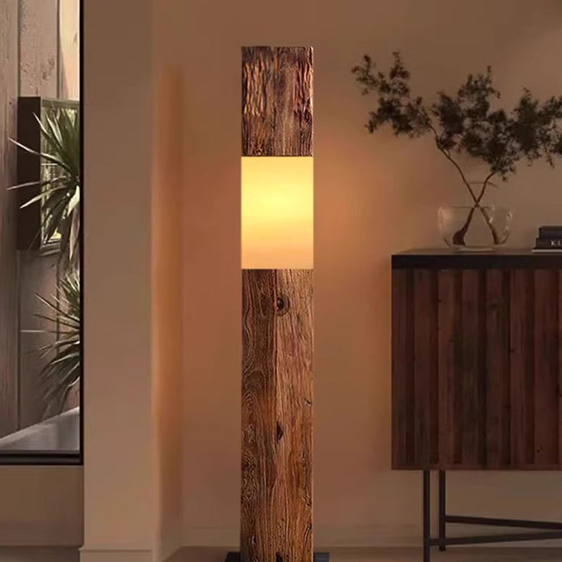 Solid Wood Distressed Rectangular Floor Lamp