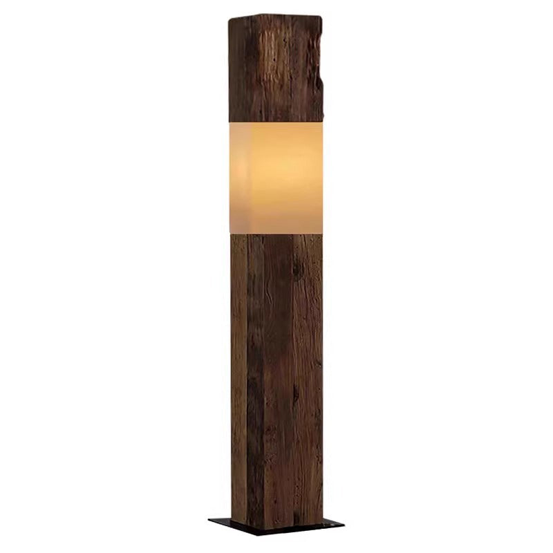 Solid Wood Distressed Rectangular Floor Lamp